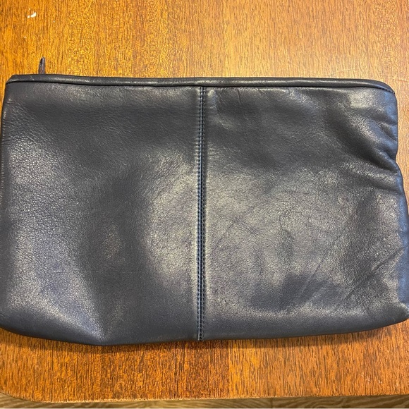 Vintage 100% Genuine Leather Navy Purse or Clutch by TJW for Mervyns 80s/90s - Picture 2 of 11
